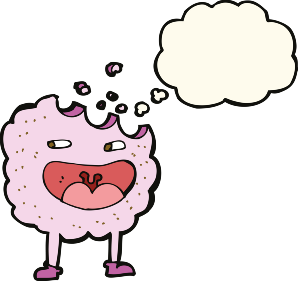 Bir insan tarafından çizilmiş düşünce kabarcığı olan kurabiye çizgi film karakteri