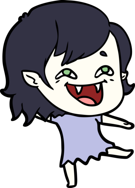 Bir insan tarafından çizilmiş gülen vampir kız çizgi filmi.