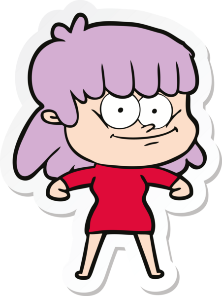 Bir insan tarafından çizilmiş gülümseyen bir karikatür çıkartması.