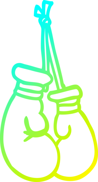 Bir insan tarafından çizilmiş bir çizgi film boks eldiveninin soğuk gradyan çizimi