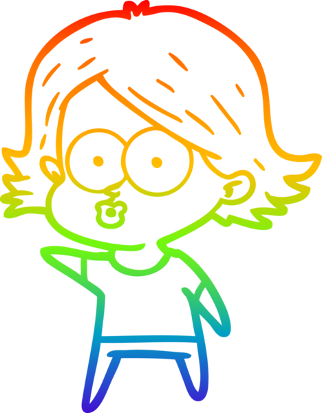 Gökkuşağı gradyan çizimi Bir insan tarafından çizilen çizgi film kızı