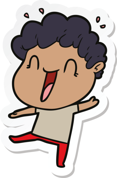 Bir insan tarafından çizilmiş mutlu bir adamın çıkartması.