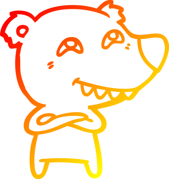 Bir insan tarafından çizilmiş dişleri gösteren çizgi film ayısının sıcak çizgi çizimi