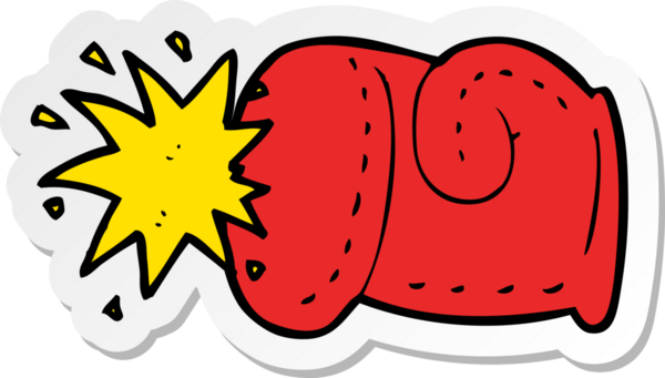 Bir insan tarafından çizilmiş bir karikatür yumruğunun çıkartması.