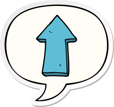 bir insan tarafından çizilmiş konuşma kabarcığı etiketli çizgi film oku