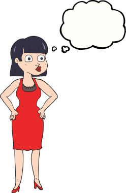 El yazısıyla çizilmiş baloncuk karikatür kadın elleri kalçasında bir insan tarafından çizilmiş.