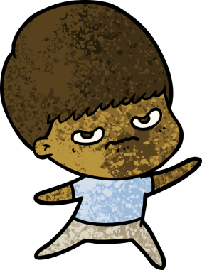 Bir insan tarafından çizilmiş kızgın bir çocuk.