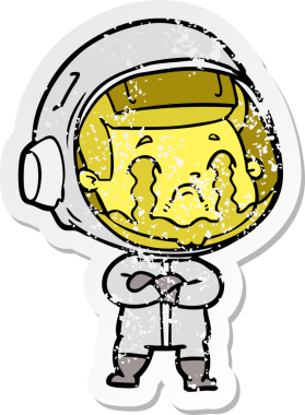 Bir insan tarafından çizilmiş ağlayan bir astronotun sıkıntılı çıkartması.