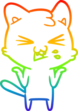 Gökkuşağı gradyan çizgi çizimi Bir insan tarafından çizilmiş bir çizgi kedi tıslama