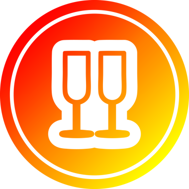 Bir insan tarafından çizilmiş ılık gradyan bitişli şampanya bardakları.