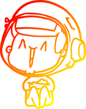 Bir insan tarafından çizilmiş mutlu bir astronotun sıcak çizgi çizimi