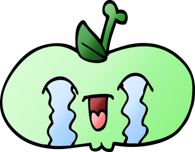 Bir insan tarafından çizilmiş üzgün bir elmanın vektör gradyan çizimi