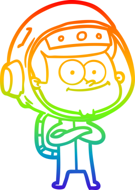 gökkuşağı gradyan çizimi mutlu bir astronot çizgi filmi bir insan tarafından çizildi