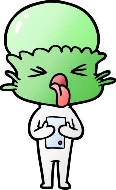 Bir insan tarafından çizilmiş iğrenç bir çizgi film uzaylısı.