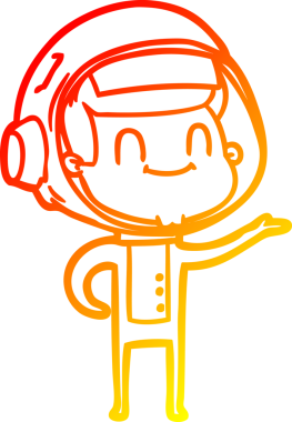 Bir insan tarafından çizilmiş mutlu bir astronotun sıcak çizgi çizimi