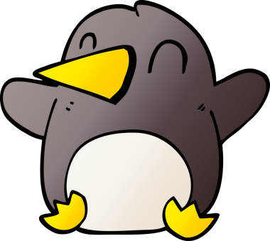 Bir insan tarafından çizilmiş karalama dans eden penguen.