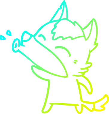 Bir insan tarafından çizilen uluyan kurt çizgi filminin soğuk gradyan çizimi