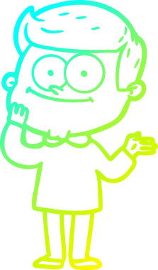 Bir insan tarafından çizilmiş mutlu bir adamın soğuk çizgi çizimi.