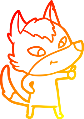 Bir insan tarafından çizilmiş dost canlısı bir kurt çizgi çizimi.