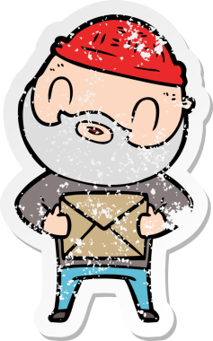 Bir insan tarafından çizilmiş sakallı bir adamın sıkıntılı çıkartması.