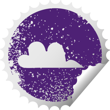 Bir insan tarafından çizilmiş bulutun çizilmiş dairesel soyma etiketi.