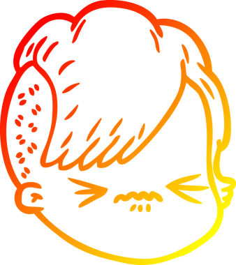 Bir insan tarafından çizilmiş bir çizgi kadın yüzünün sıcak çizgi çizimi