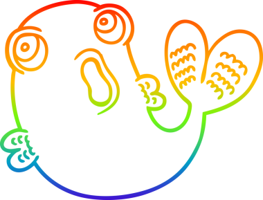 gökkuşağı gradyan çizgisi bir insan tarafından çizilmiş karikatür balığı çizimi