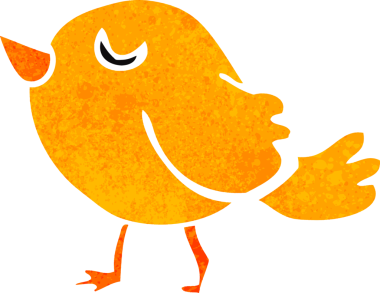 Bir insan tarafından çizilmiş çizgi film kuşu.