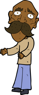 Bir insan tarafından çizilmiş yalnız yaşlı adam çizgi filmi.