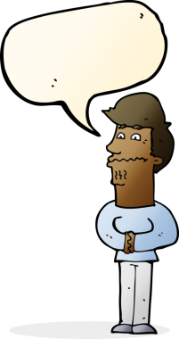 Bir insan tarafından çizilmiş konuşma balonlu sinirli bir adam.