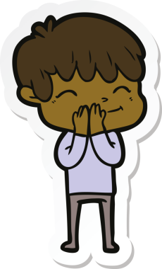 Bir insan tarafından çizilmiş mutlu bir çocuğun çıkartması.