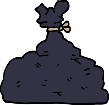 Bir insan tarafından çizilmiş çöp torbası.