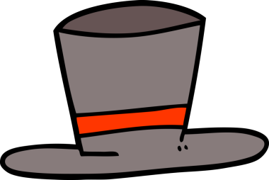 Bir insan tarafından çizilmiş karikatür silindir şapka.