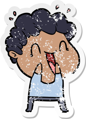 Bir insan tarafından çizilmiş mutlu bir adamın sıkıntılı çıkartması.