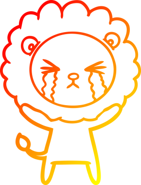 Bir insan tarafından çizilmiş, ağlayan bir aslanın çizgi çizimi.