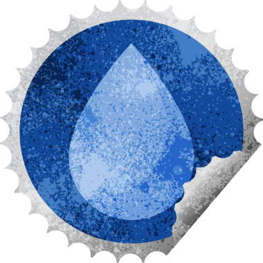 bir insan tarafından çizilmiş yağmur damlası grafik vektör illüstrasyon yuvarlak etiketi