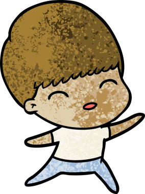 Bir insan tarafından çizilmiş mutlu çizgi film çocuğu.