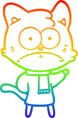 Gökkuşağı gradyan çizgi çizimi Bir insan tarafından çizilmiş gergin kedi