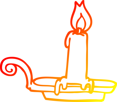 Bir insan tarafından çizilmiş yanan bir mumun sıcak çizgi çizimi