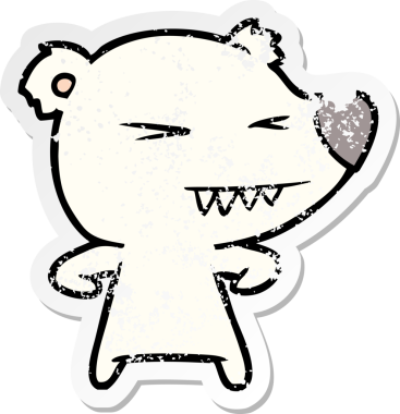 Kızgın bir kutup ayısı karikatürü bir insan tarafından çizilmiş.