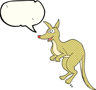 Bir insan tarafından çizilmiş serbest çizilmiş çizgi roman konuşma balonu kangurusu.