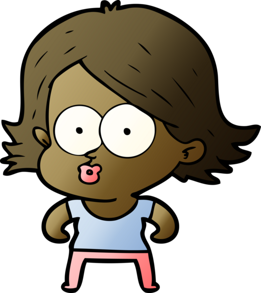 Çizgi film kızı somurtuyor bir insan tarafından