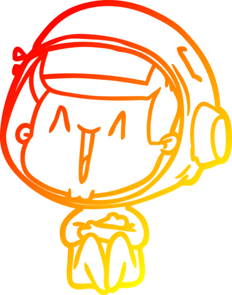 Bir insan tarafından çizilmiş mutlu bir astronotun sıcak çizgi çizimi