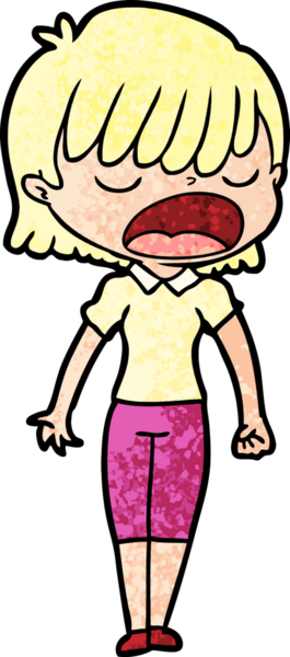 Çizgi filmdeki kadın bir insan tarafından yüksek sesle çizilmiş.