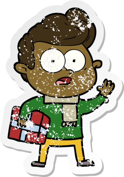 Bir insan tarafından çizilmiş, kederli bir çizgi film çıkartması.