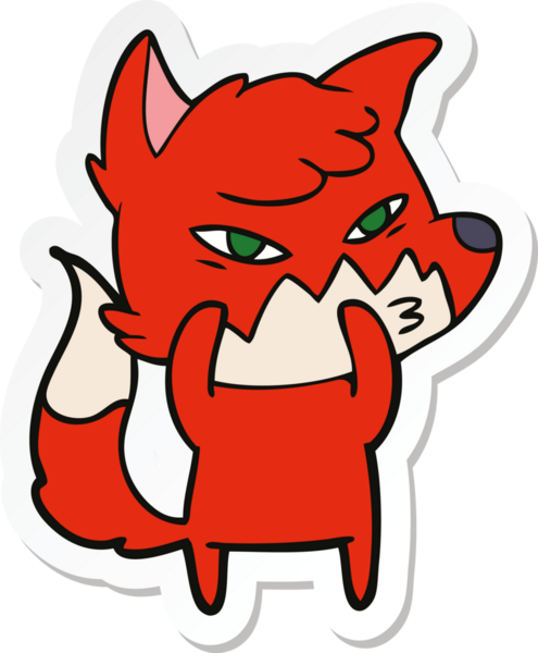 Bir insan tarafından çizilmiş akıllı bir tilkinin çıkartması.