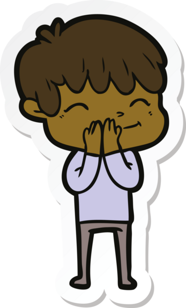 Bir insan tarafından çizilmiş mutlu bir çocuğun çıkartması.