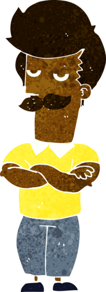 Bir insan tarafından çizilmiş bıyıklı adam.