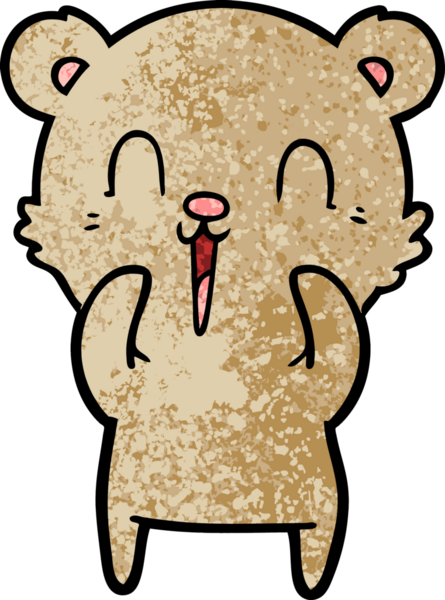 Bir insan tarafından çizilmiş mutlu çizgi film ayısı.