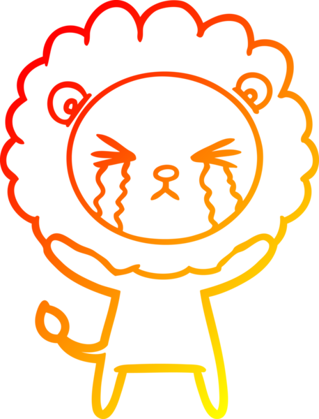 Bir insan tarafından çizilmiş, ağlayan bir aslanın çizgi çizimi.